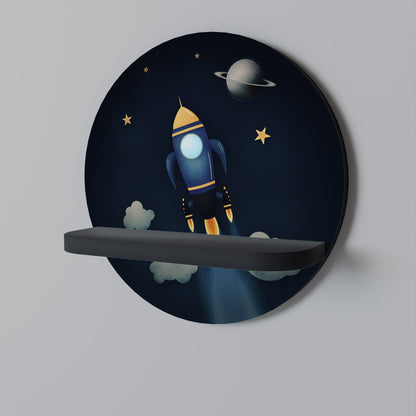 STELLAR SWING Mensola Rotonda Decorativa con Finitura Nera