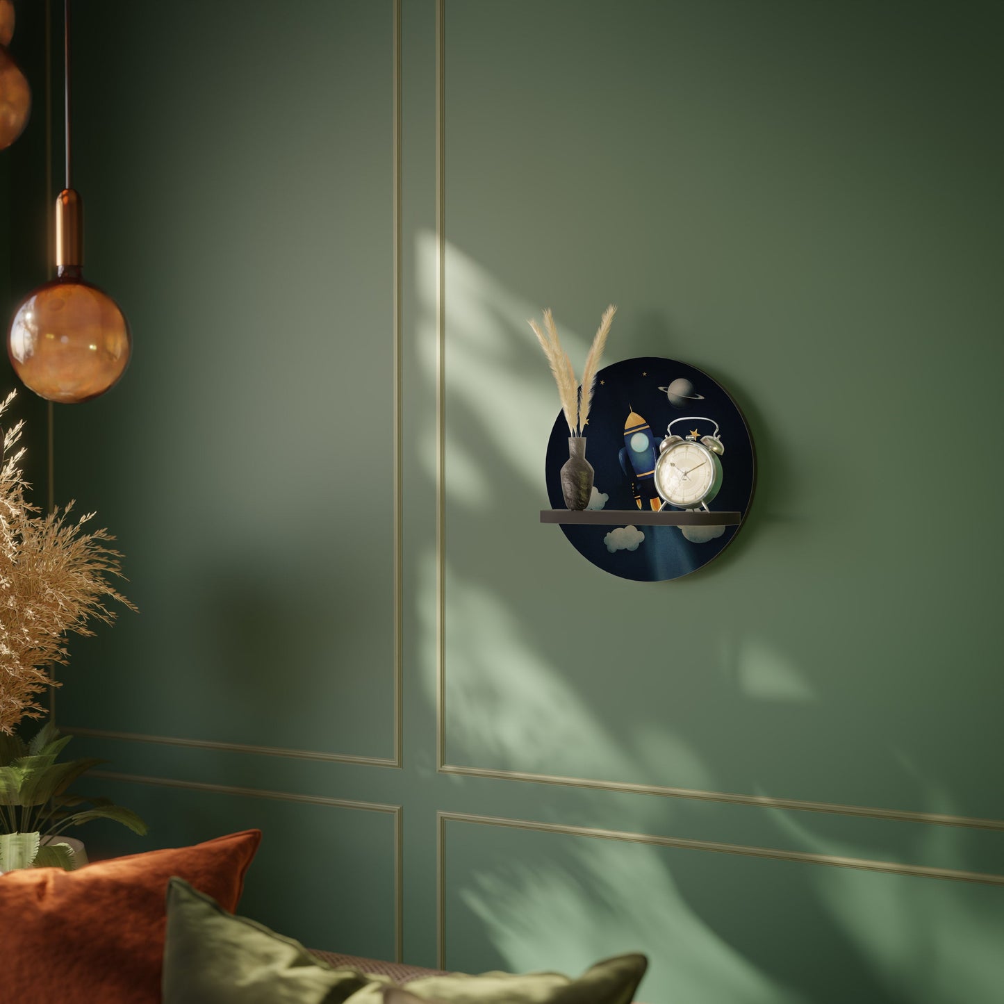 STELLAR SWING Mensola Rotonda Decorativa con Finitura Nera