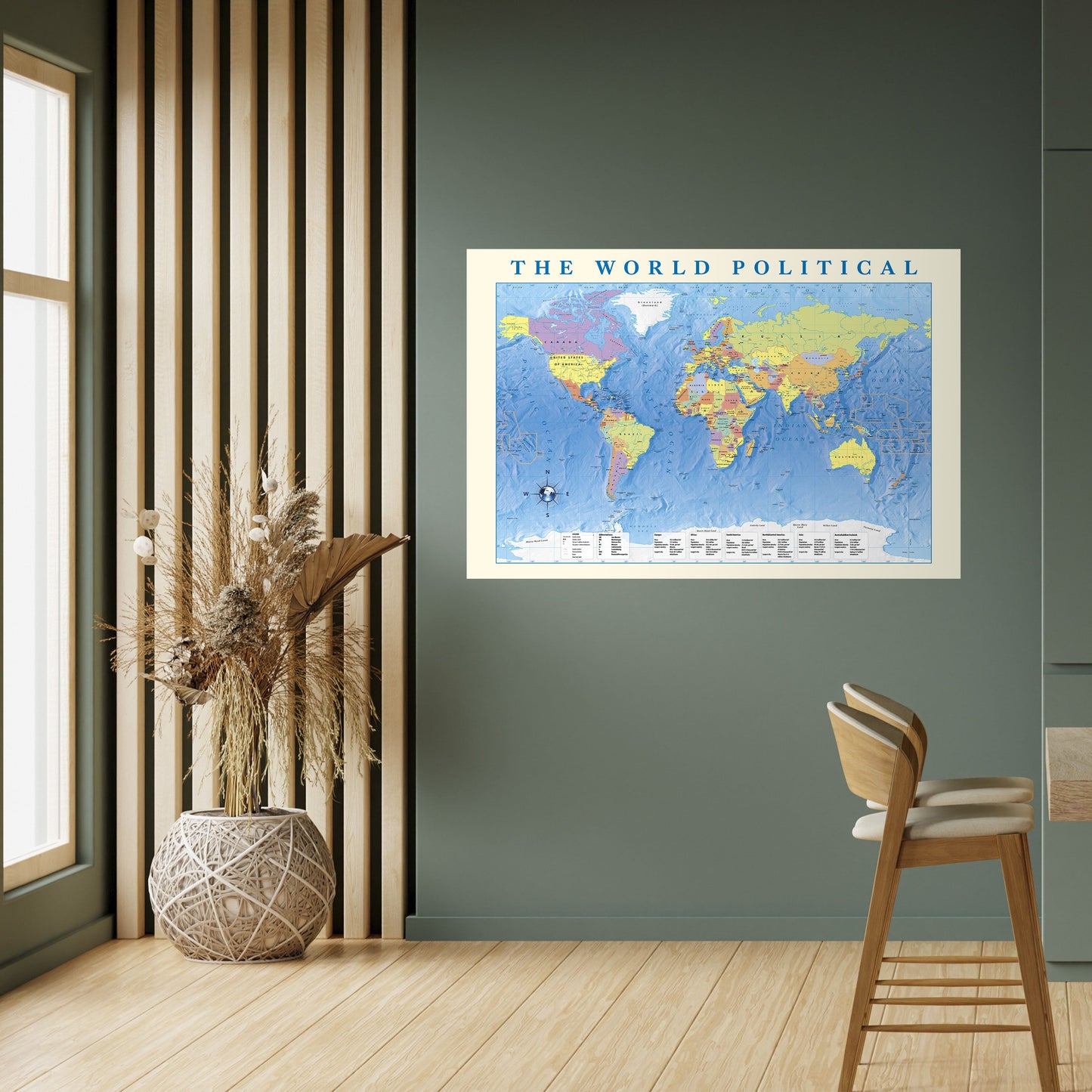 GLOBAL POLITICAL TAPESTRY [EN] Peel and Stick Horizontal Poster