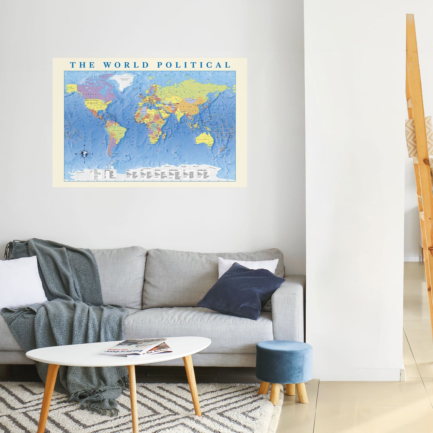 GLOBAL POLITICAL TAPESTRY [EN] Peel and Stick Horizontal Poster