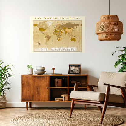 WORLDLY WATERSHED MAP Peel and Stick Horizontal Poster