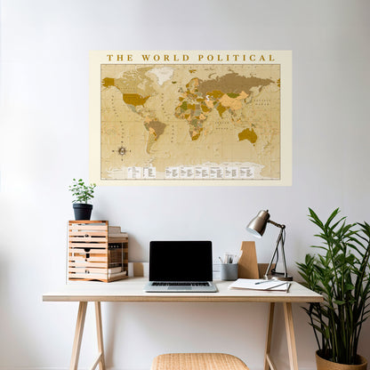 WORLDLY WATERSHED MAP Peel and Stick Horizontal Poster