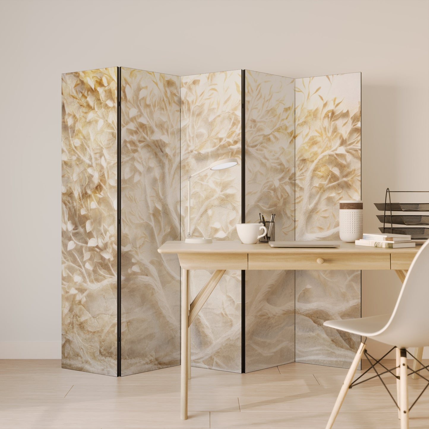 LUMINOUS GROWTH Decorative 5-Panel Room Divider