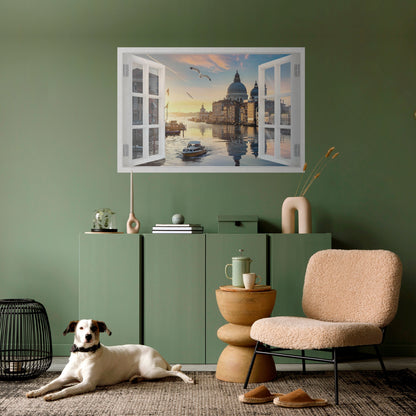 WINDOW TO VENICE Peel and Stick Horizontal Poster