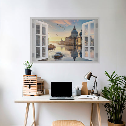 WINDOW TO VENICE Peel and Stick Horizontal Poster