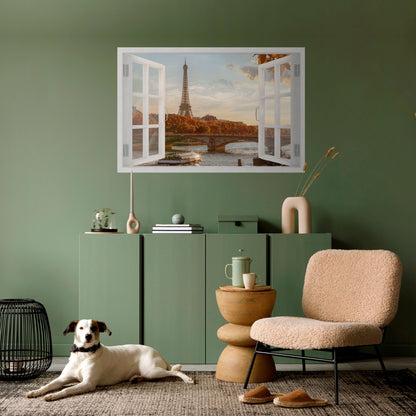 EIFFEL WINDOW WHISPERS Peel and Stick Horizontal Poster