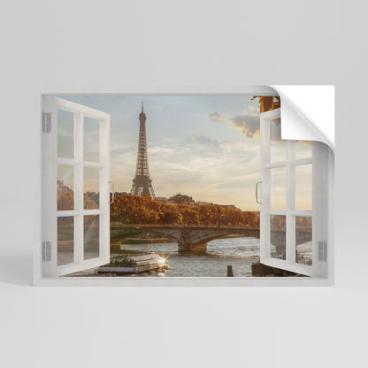 EIFFEL WINDOW WHISPERS Peel and Stick Horizontal Poster