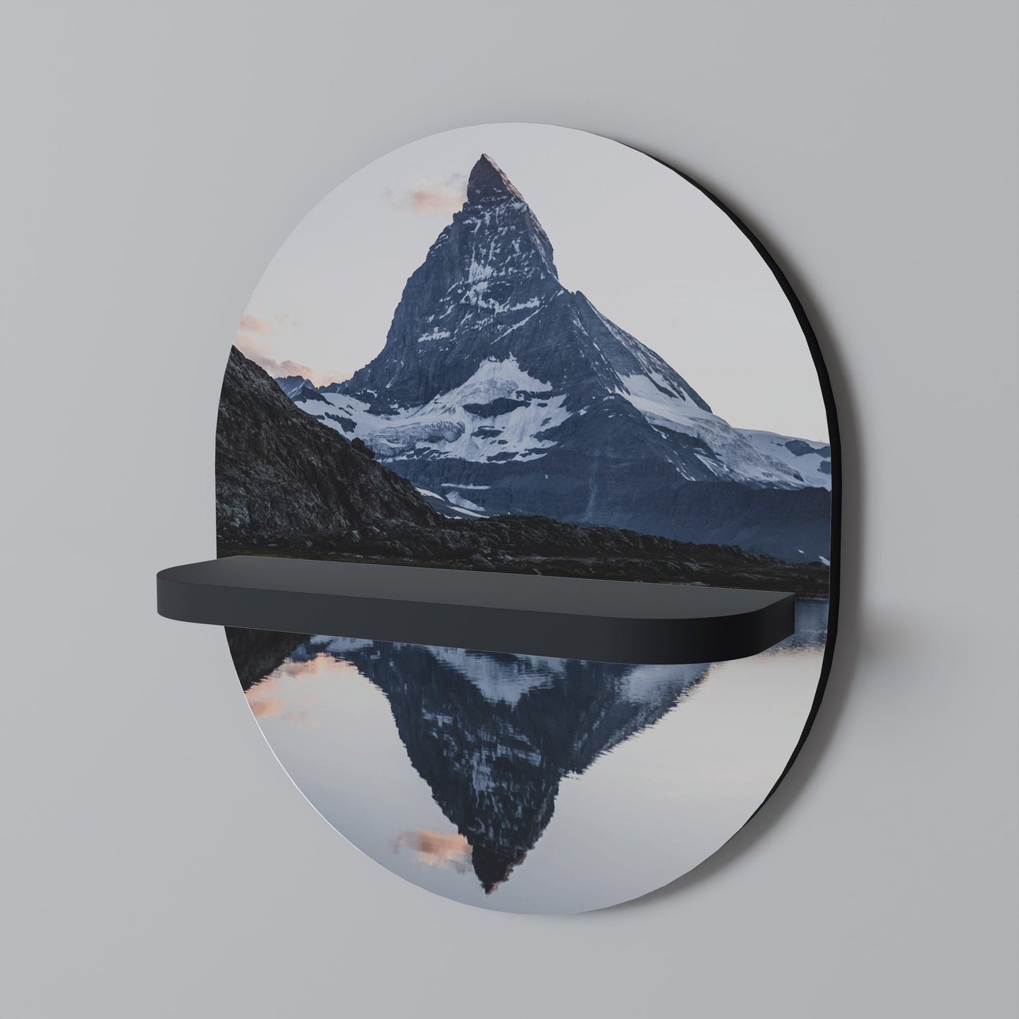 MEMORY OF MATTERHORN Oval Art Shelf In Black Finish