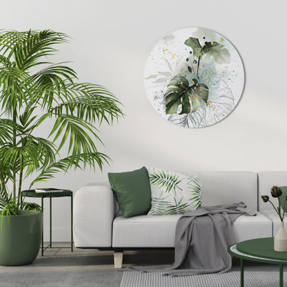 VIVID LEAF SYMPHONY Round Wall Art