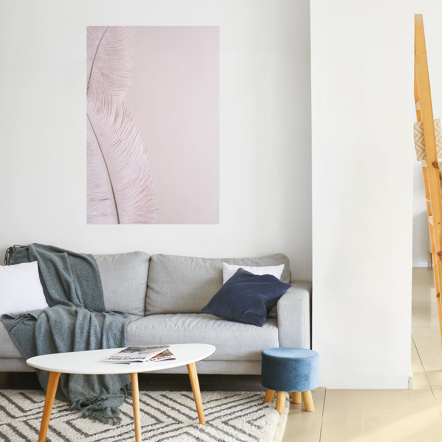 WHISPERING PINK FEATHERS Peel and Stick Vertical Poster