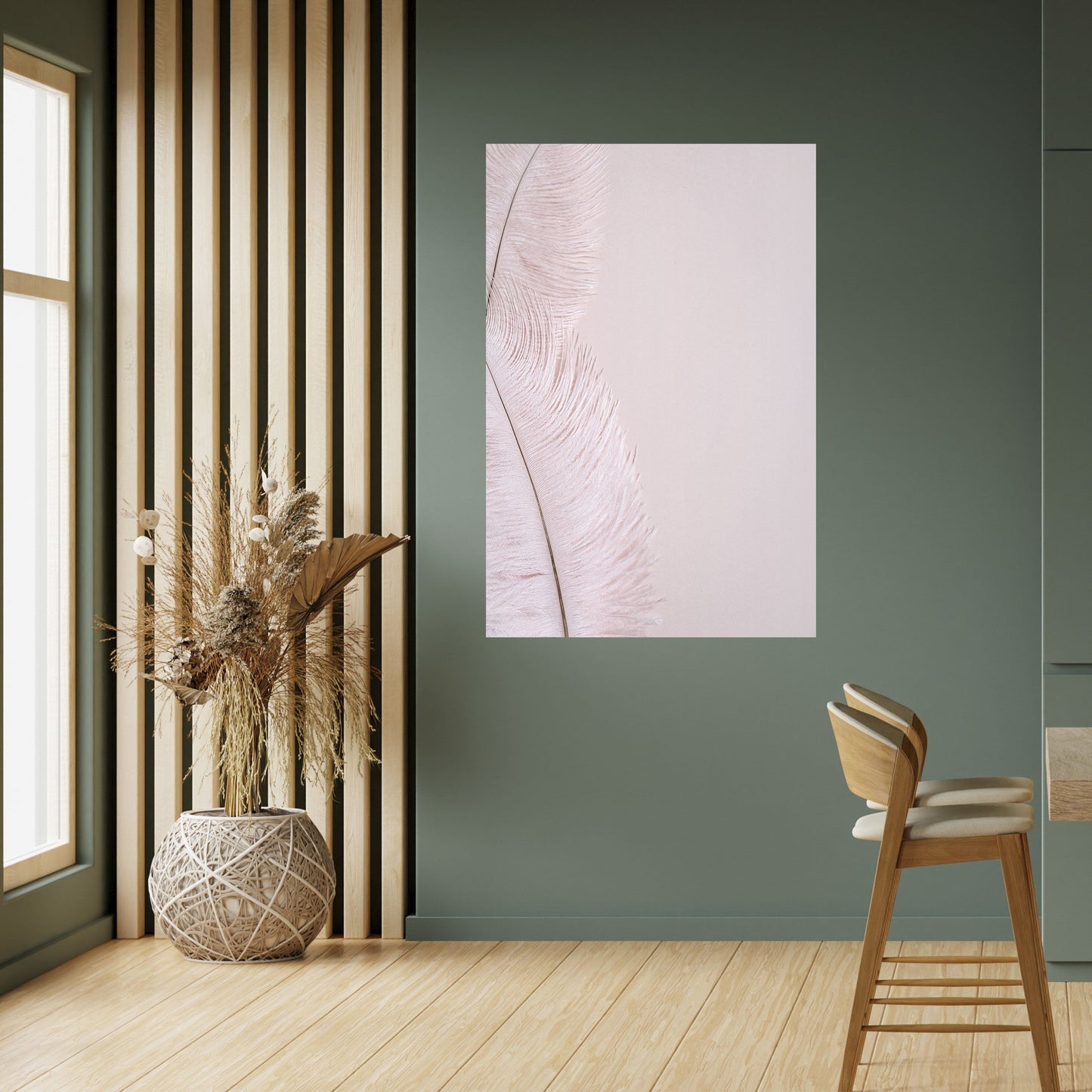WHISPERING PINK FEATHERS Peel and Stick Vertical Poster