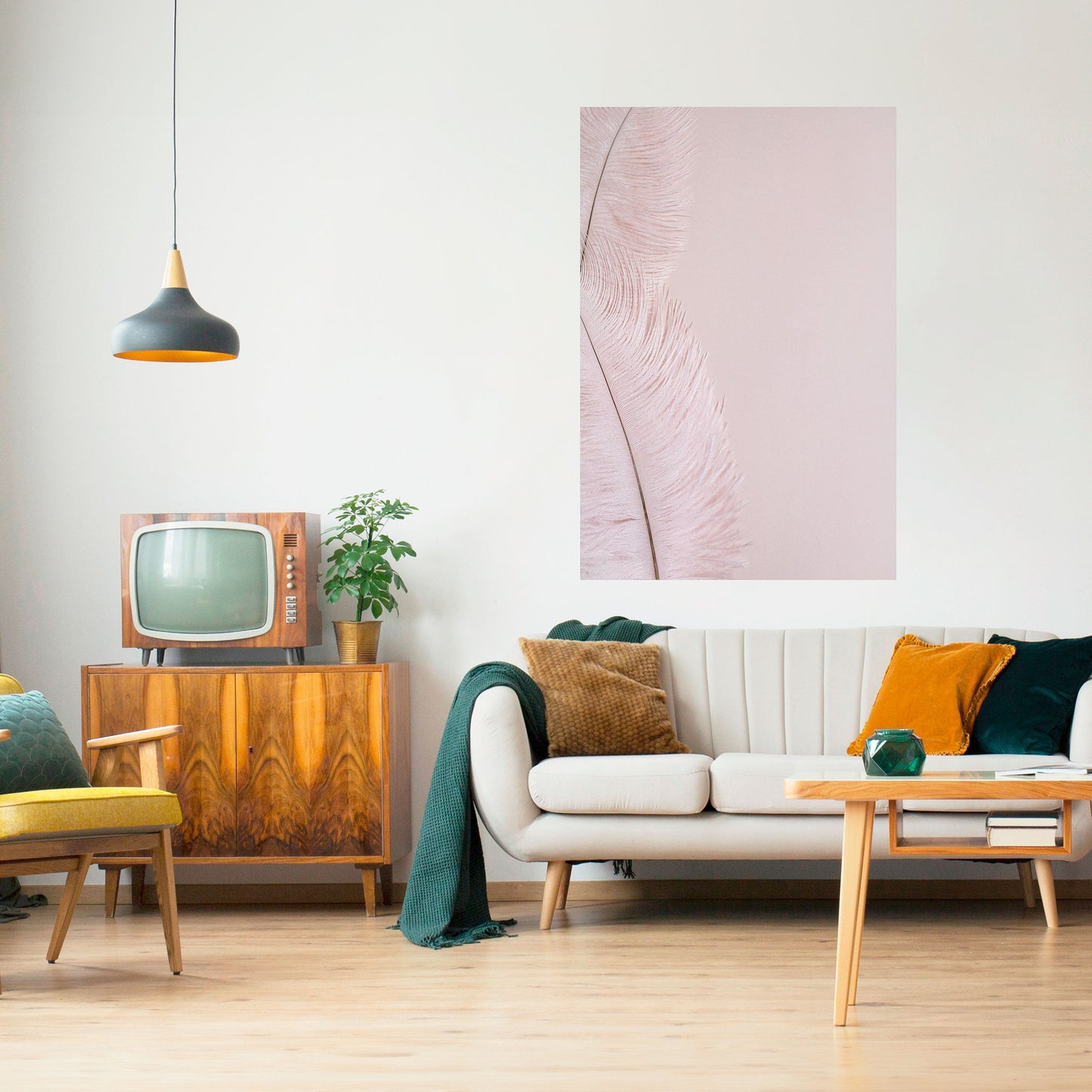 WHISPERING PINK FEATHERS Peel and Stick Vertical Poster