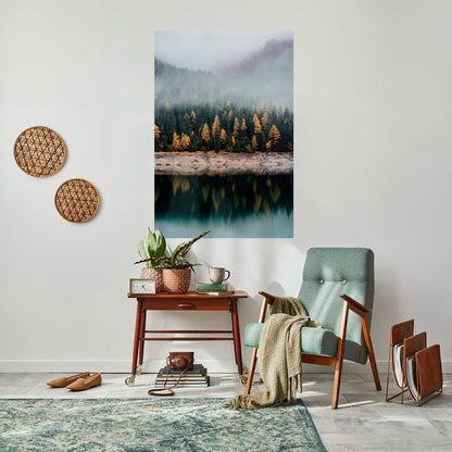 GOLDEN TREES IN FOG Peel and Stick Vertical Poster