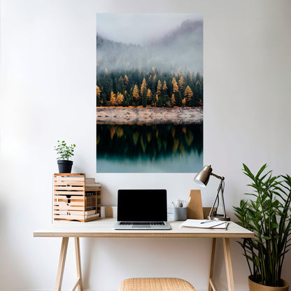 GOLDEN TREES IN FOG Peel and Stick Vertical Poster