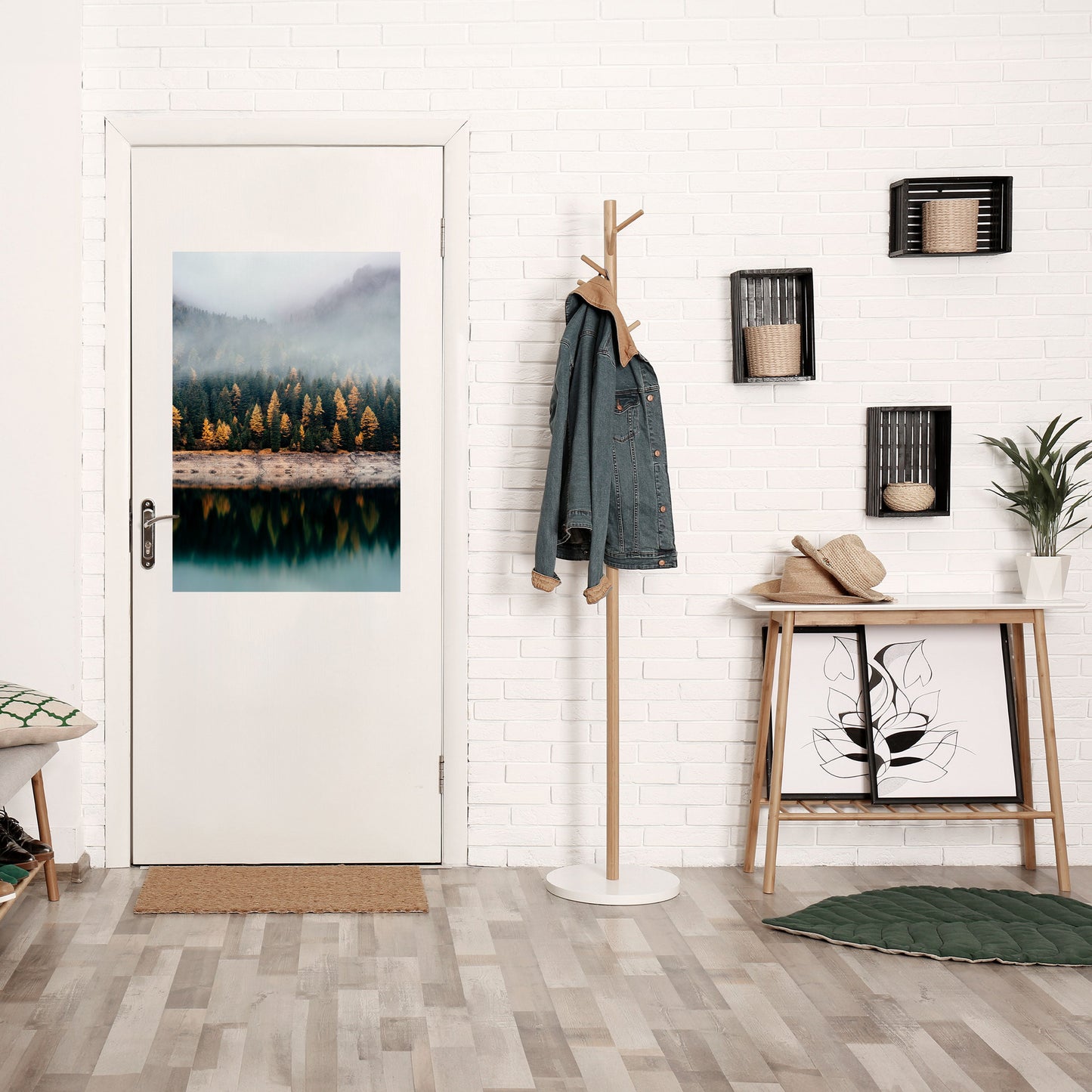 GOLDEN TREES IN FOG Peel and Stick Vertical Poster