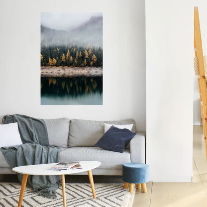 GOLDEN TREES IN FOG Peel and Stick Vertical Poster