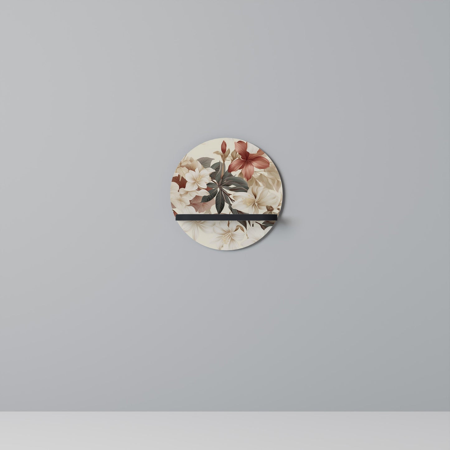 PETAL POETRY Mensola Rotonda Decorativa con Finitura Nera