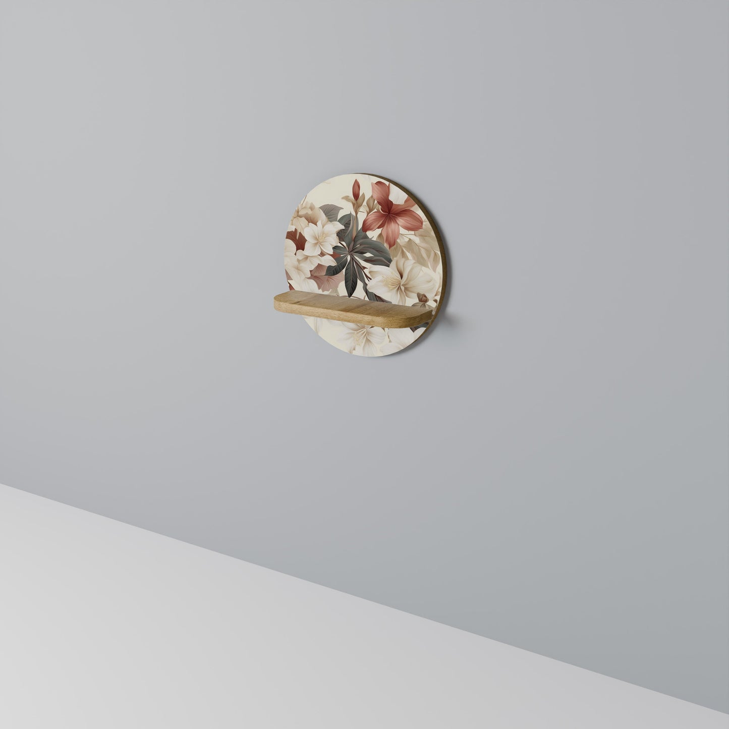 PETAL POETRY Mensola Rotonda Decorativa in Effetto Rovere