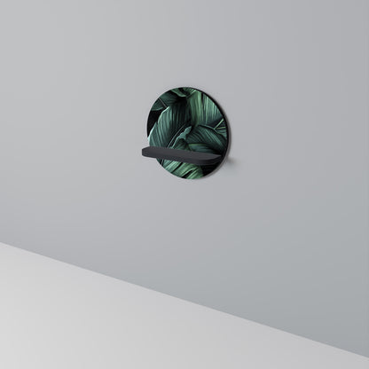 LEAFY ELEGANCE Mensola Rotonda Decorativa con Finitura Nera