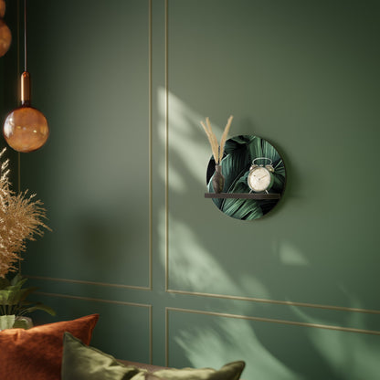 LEAFY ELEGANCE Mensola Rotonda Decorativa con Finitura Nera