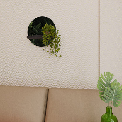 FERN SECRETS Mensola Rotonda Decorativa con Finitura Nera