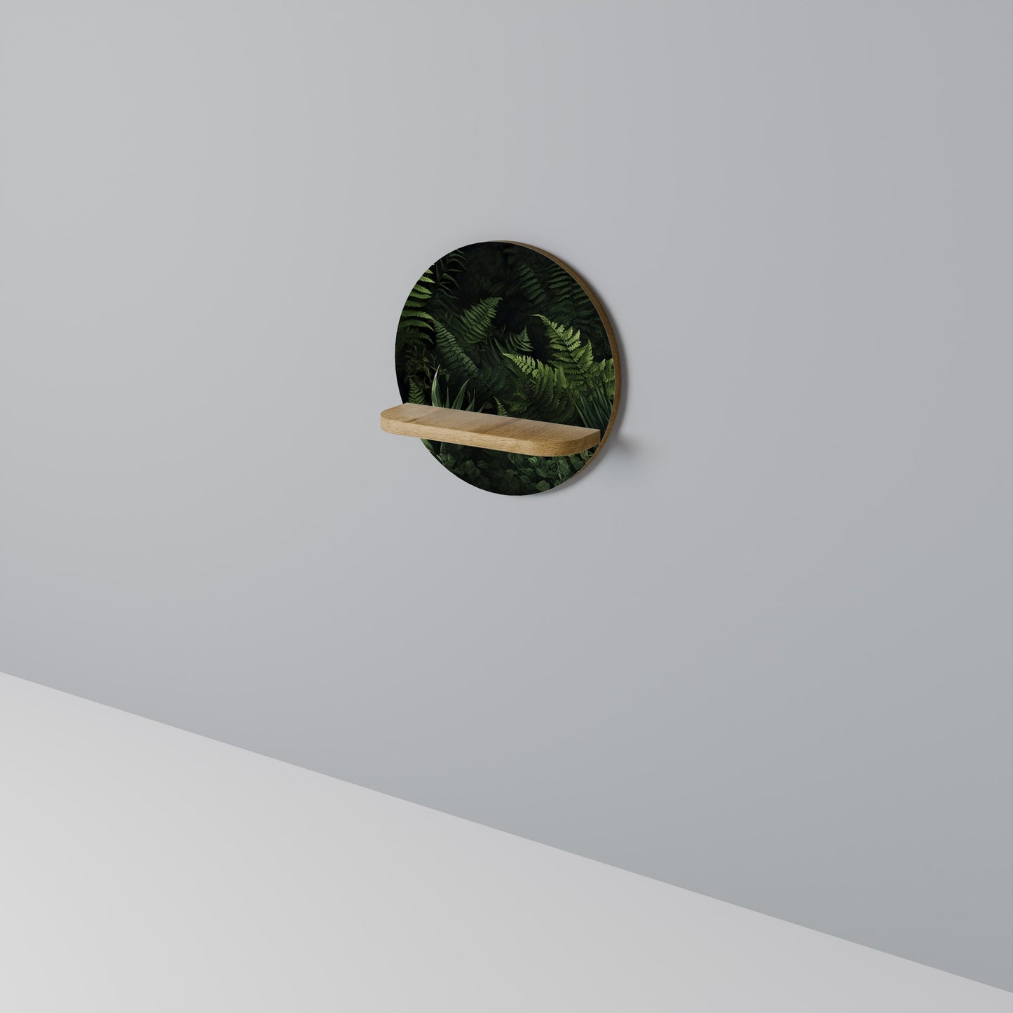 FERN SECRETS Mensola Rotonda Decorativa in Effetto Rovere