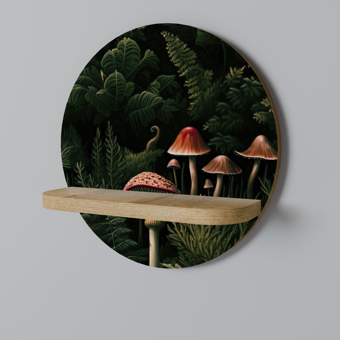 WHISPERING WOODLAND Mensola Rotonda Decorativa in Effetto Rovere