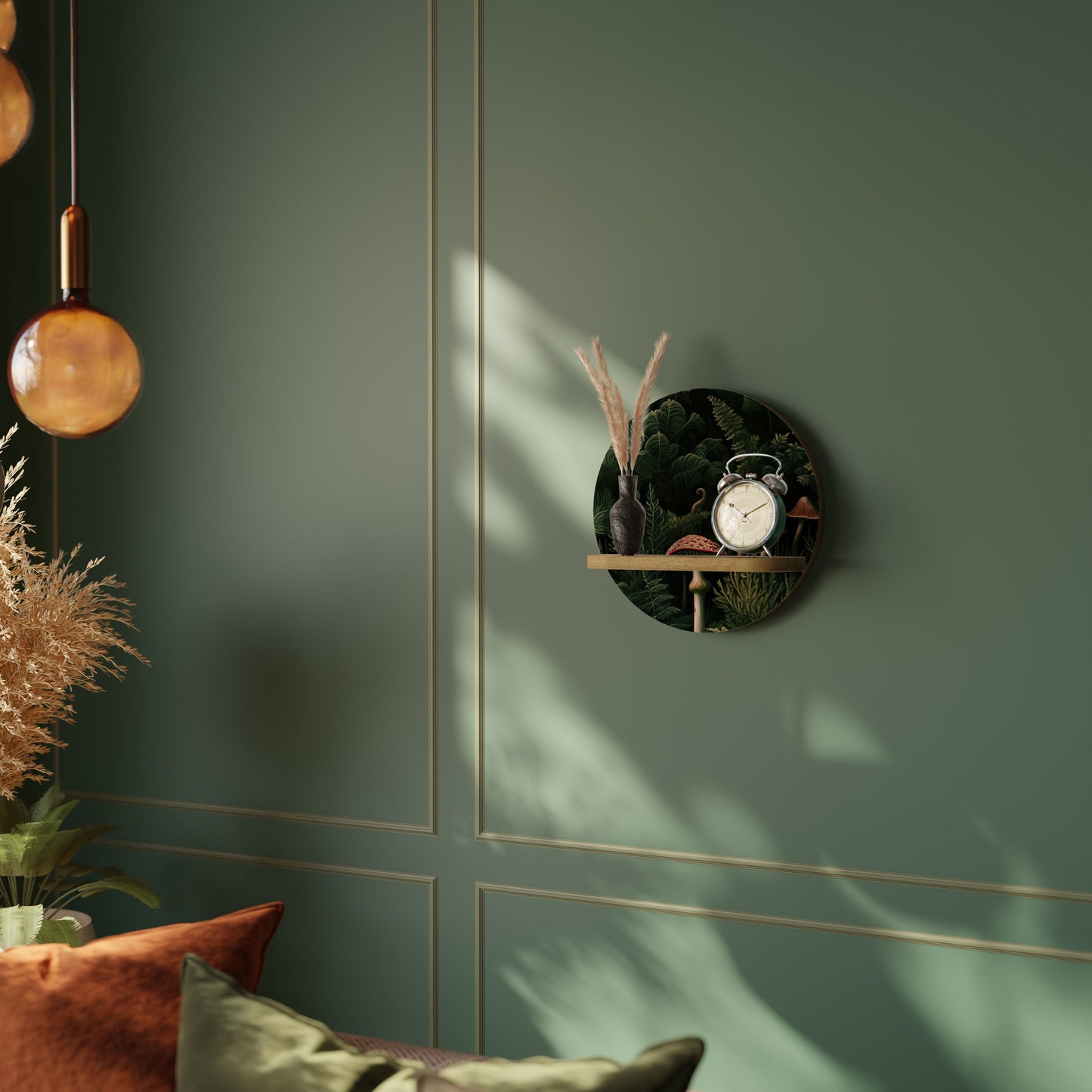 WHISPERING WOODLAND Mensola Rotonda Decorativa in Effetto Rovere