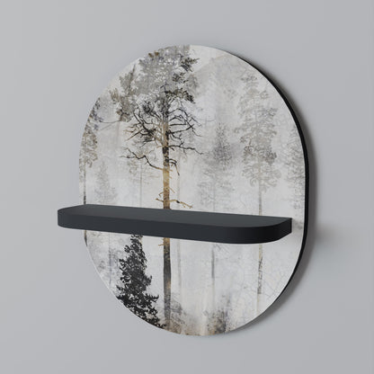 FADE IN THE TREES Oval Art Shelf In Black Finish