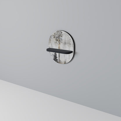 FADE IN THE TREES Oval Art Shelf In Black Finish