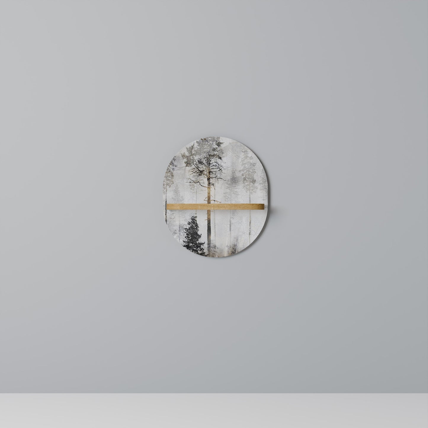 FADE IN THE TREES Mensola Ovale Decorativa in Effetto Rovere