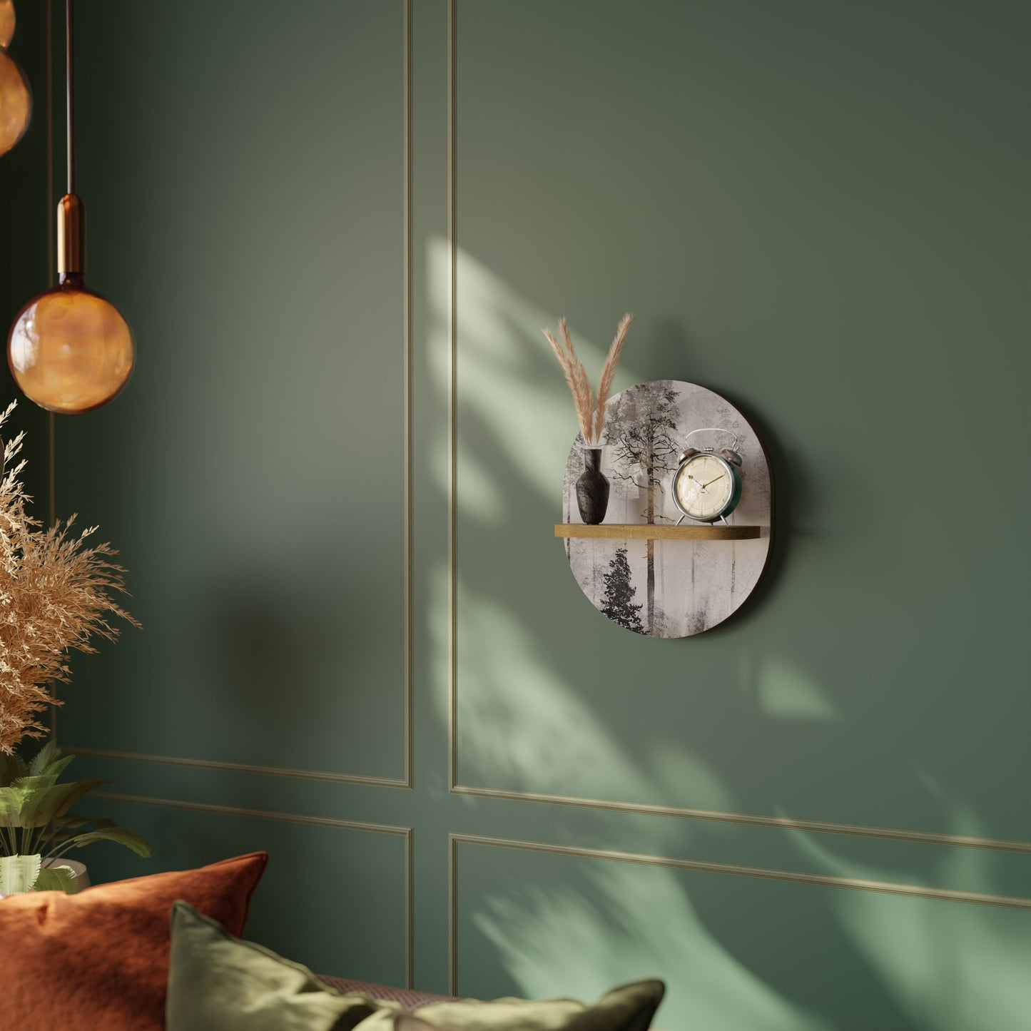 FADE IN THE TREES Mensola Ovale Decorativa in Effetto Rovere