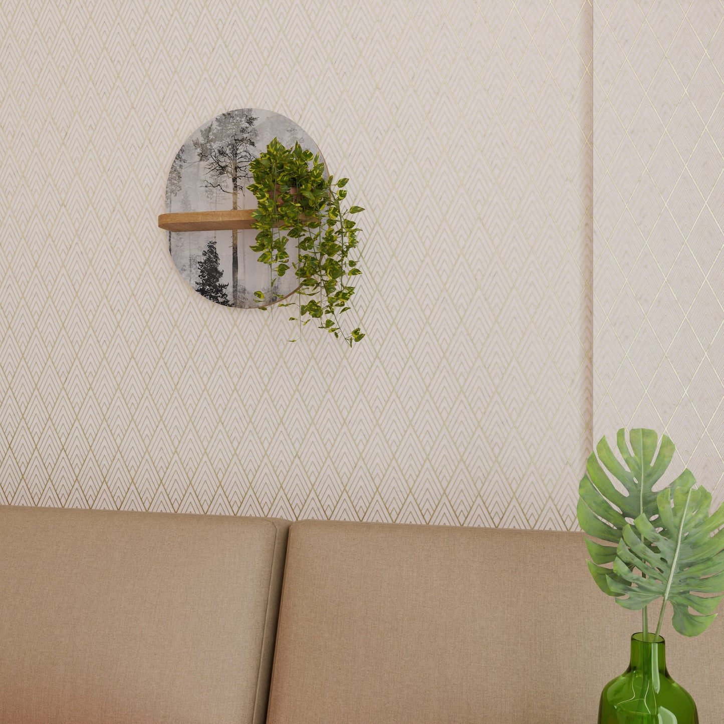 FADE IN THE TREES Mensola Ovale Decorativa in Effetto Rovere