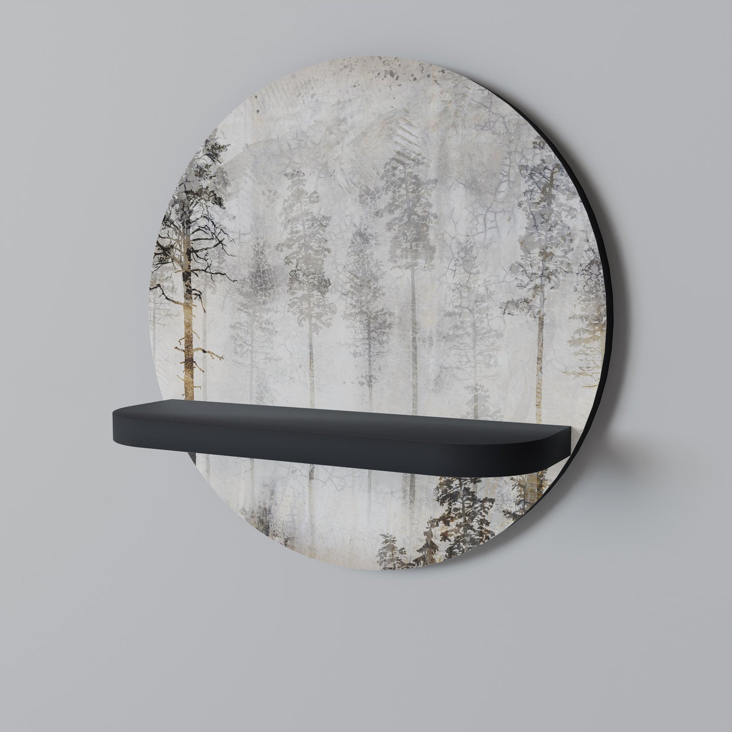 FADE IN THE TREES Mensola Rotonda Decorativa con Finitura Nera