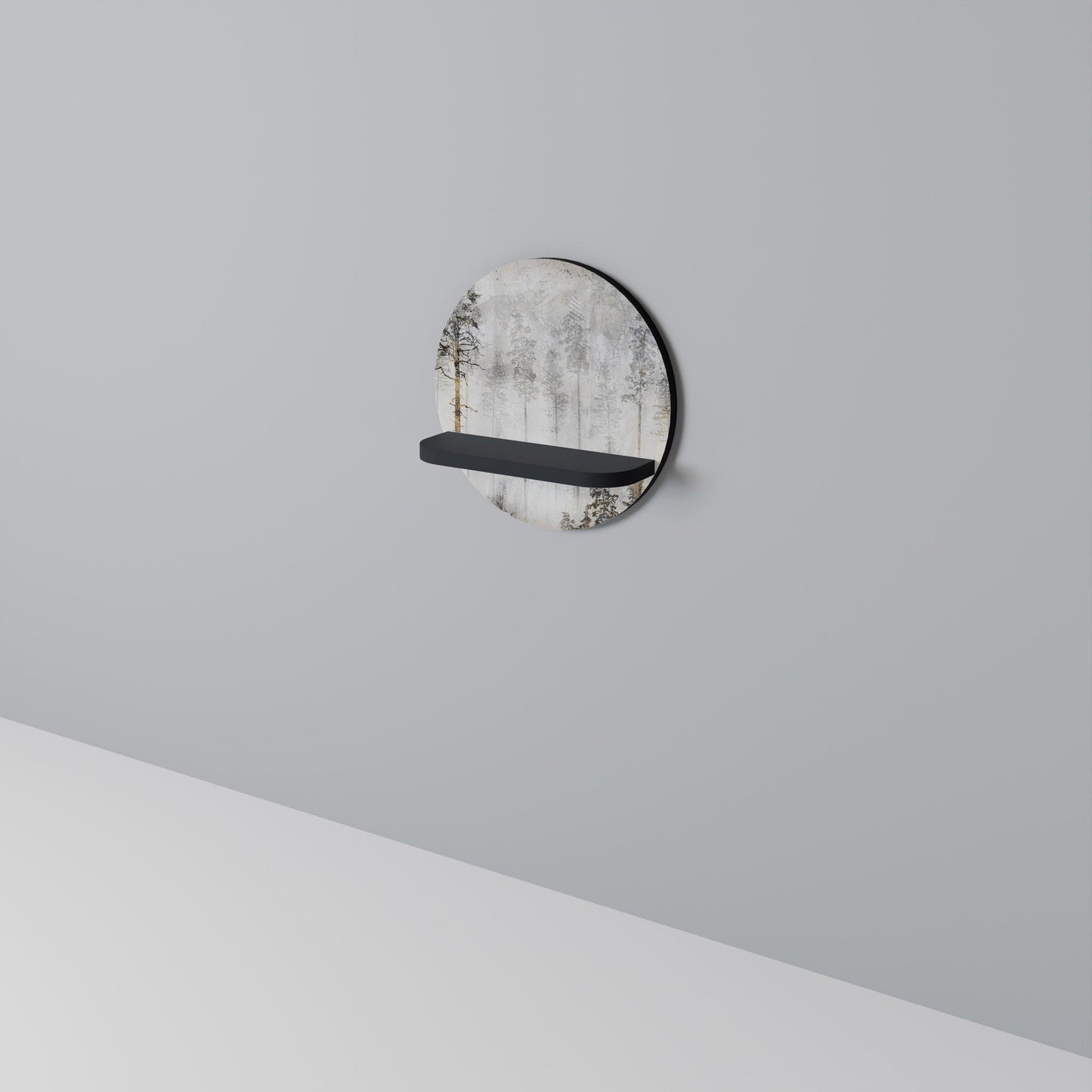 FADE IN THE TREES Mensola Rotonda Decorativa con Finitura Nera