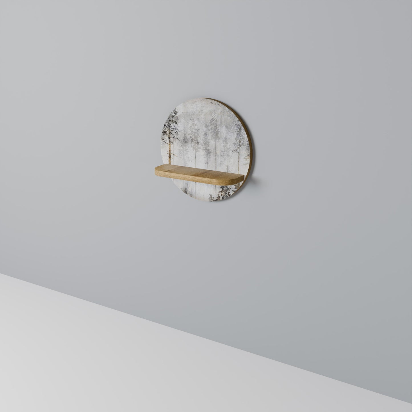 FADE IN THE TREES Mensola Rotonda Decorativa in Effetto Rovere