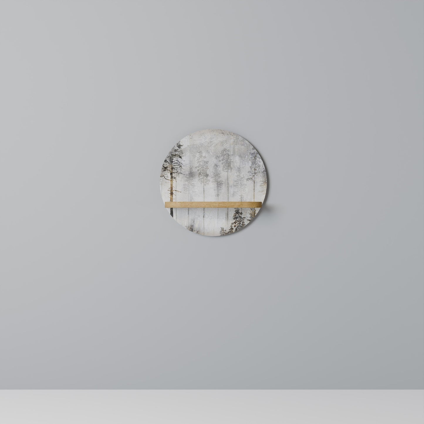 FADE IN THE TREES Mensola Rotonda Decorativa in Effetto Rovere