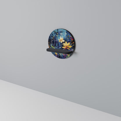 MIDNIGHT BLOSSOM Mensola Rotonda Decorativa con Finitura Nera