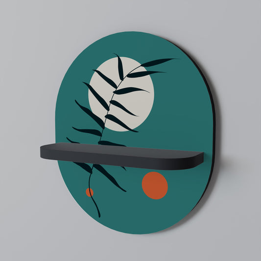 MYSTERIOUS LEAF Oval Art Shelf In Black Finish
