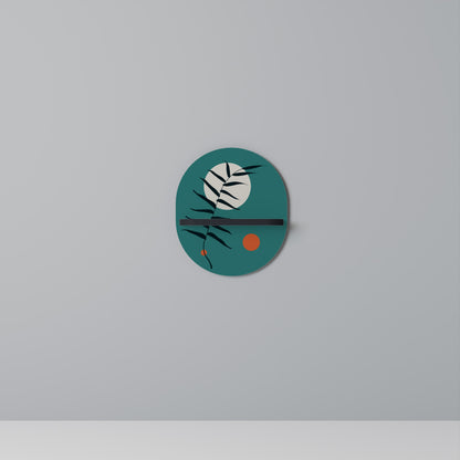 MYSTERIOUS LEAF Oval Art Shelf In Black Finish