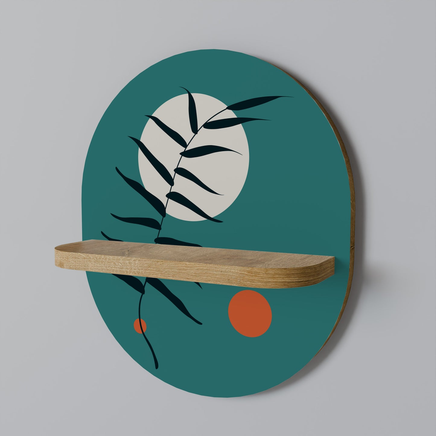 MYSTERIOUS LEAF Mensola Ovale Decorativa in Effetto Rovere