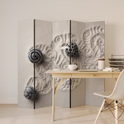 SAND SCULPTED SERENITY Decorative 5-Panel Room Divider