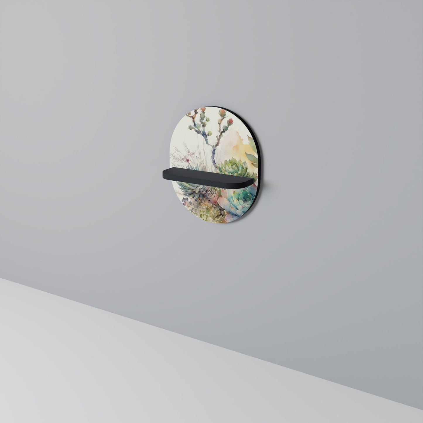 SECRET GARDEN Oval Art Shelf In Black Finish