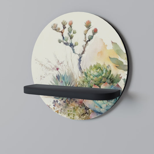 SECRET GARDEN Round Art Shelf In Black Finish