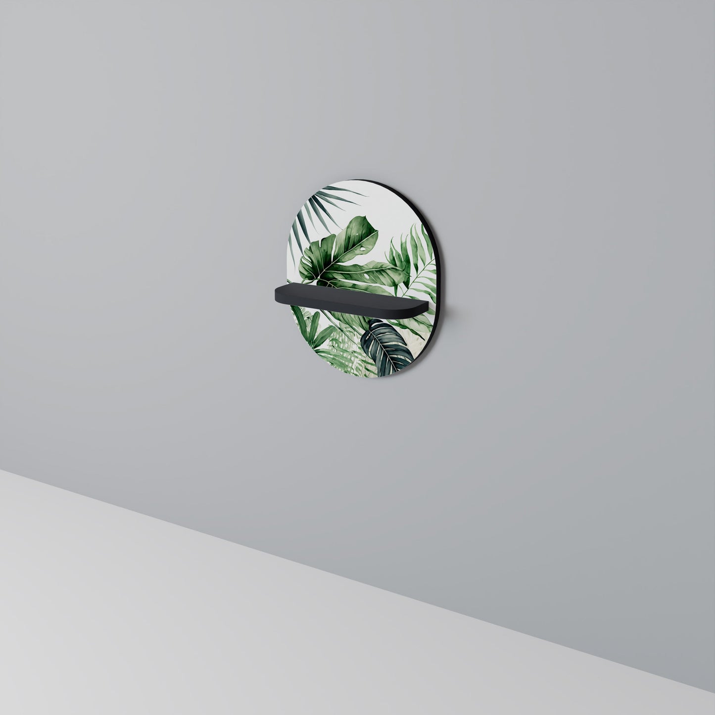 MONSTERA DREAM Oval Art Shelf In Black Finish