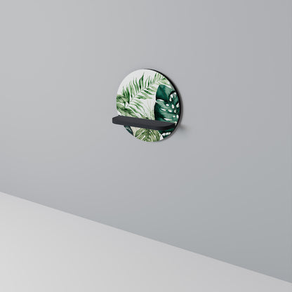 MONSTERA DREAM Round Art Shelf In Black Finish