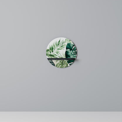 MONSTERA DREAM Round Art Shelf In Black Finish