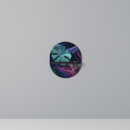 PSYCHODELIC MONSTERA Oval Art Shelf In Black Finish