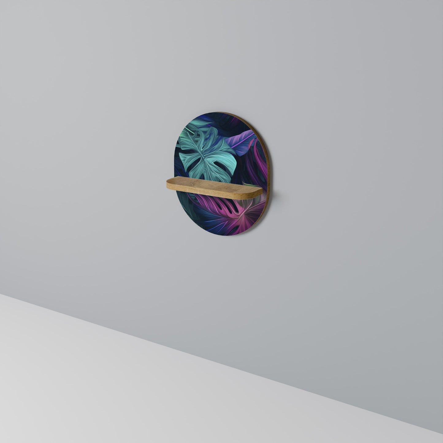 PSYCHODELIC MONSTERA Mensola Ovale Decorativa in Effetto Rovere