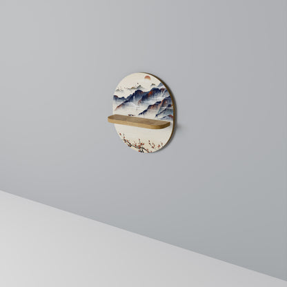 JAPANESE LANDSCAPE Mensola Ovale Decorativa in Effetto Rovere